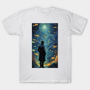 Starry Night Aquarium: Van Gogh-Inspired Ocean Symphony T-Shirt